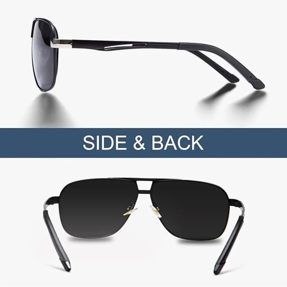 Aviator Sunglasses Men Polarized‎ Metal Frame Dark Lens Driving Eyewear Shades